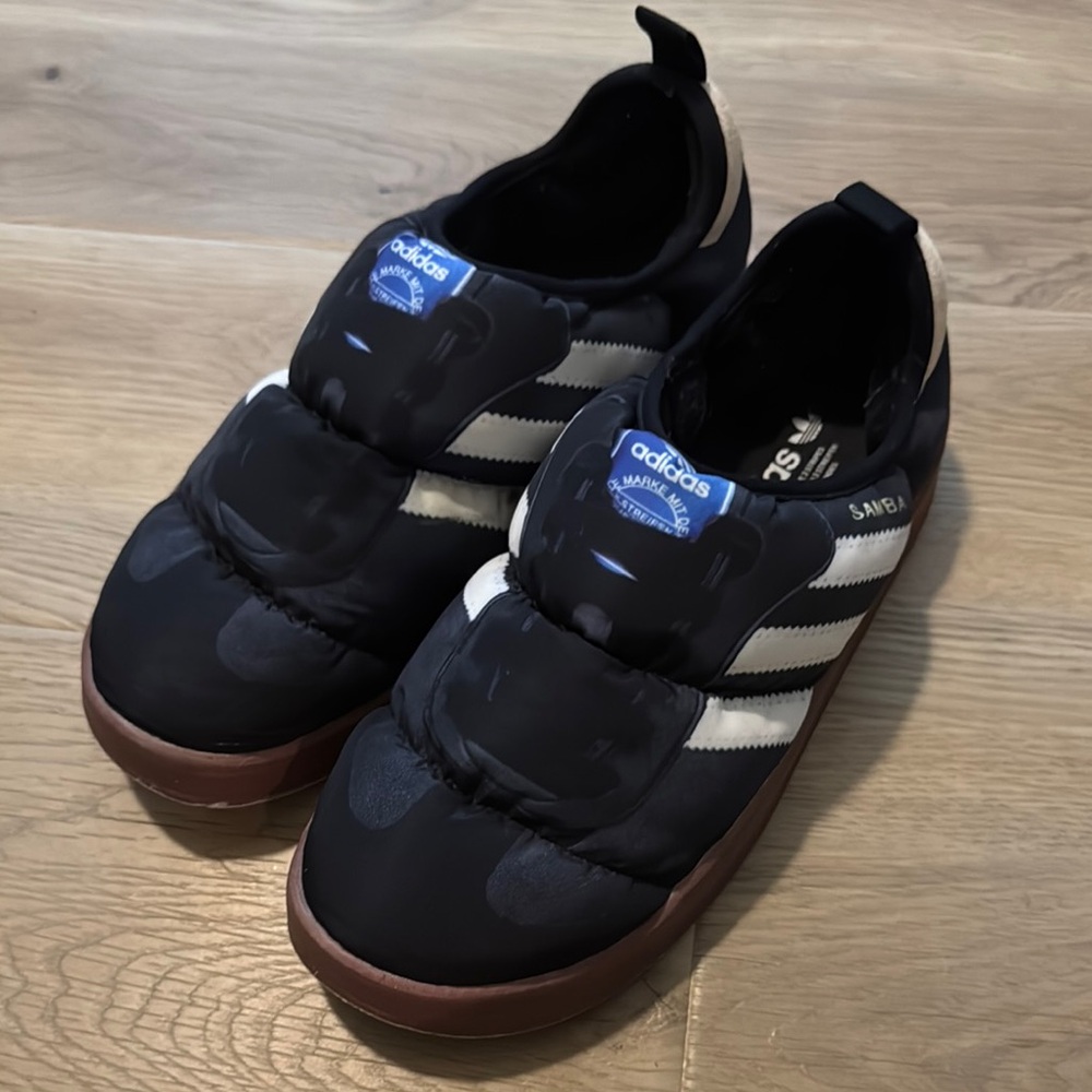 Adidas Puffylette Samba Black and White Slip-On Shoes